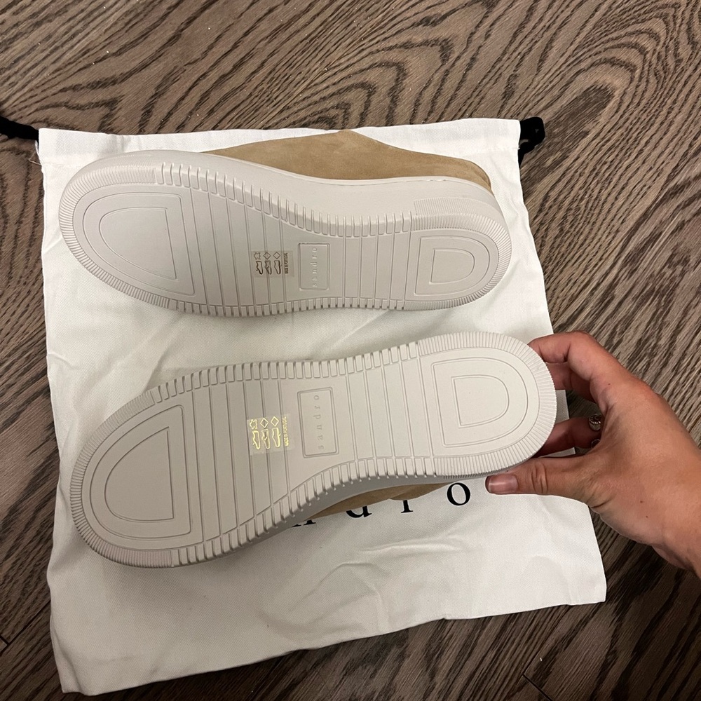 Sandro Men's Tan Suede Sneakers - Picture 3 of 4